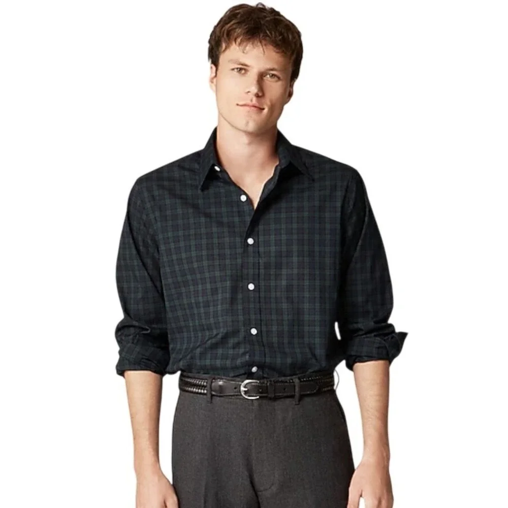 J.Crew Mens Slim Fit‎ Black Watch Plaid Button Down Shirt  Large NWOT $98